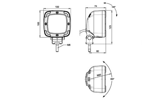 Lampa de lucru 13 5w 1800lm flux cu conector deutsch - KRAMP [LA10099]