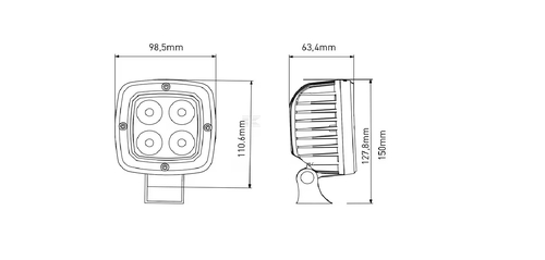 Lampa de lucru led 40w 4000lm patrata 10 30v 98 5x63 4x98 5mm tip flood kramp - KRAMP [LA10044]