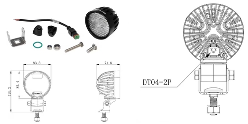 Lampa de lucru led 40w 4000lm rotunda alba 10 30v 84x126x71 8mm mufa deutsch 4 led uri 360 kramp - KRAMP [LA10550]