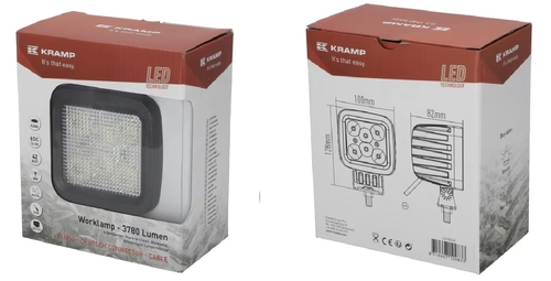 Lampa de lucru led 42w 3780lm patrata 10 30v 100x82x100mm tip flood 6 led uri kramp - KRAMP [LA10028]
