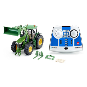 Model tractor John Deere 7310R cu incarcator frontal, aplicatie Bluetooth si telecomanda - Siku [6006795]