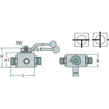 Robinet cu bila - 3 cai, BK3-T 12L DN10 (M18x1,5) - Pister [81520034]