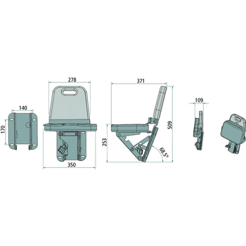 Scaun insotitor - rabatabil, universal, PVC, negru, pentru tractor - GRANIT [240920006]