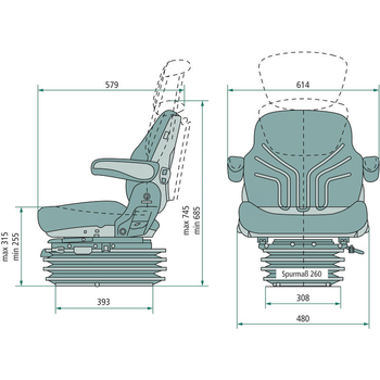 Scaun tractor - MSG 95G / 721, susp. pneum. 12V - GRAMMER [2401248637]