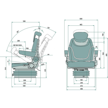 Scaun tractor - susp. mecanica, textil - GRANIT [240920050]