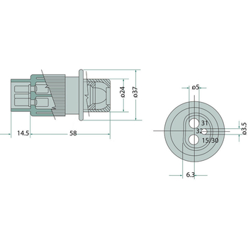 Stecher - plastic, 3poli, 12/24V (25A) - Cobo [22725036200]