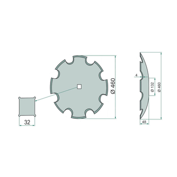 Taler disc - concav, crestat, 460x4, 32x32 - GRANIT [1802400002]