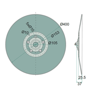 Taler disc plat neted 400x4 ptr brazdar RoTeC - GRANIT [1800560012]