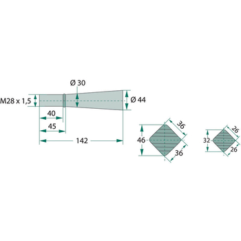 Tep incarcator frontal - L980, M28x1,5, drept, profil patrat, cu piulita conica SW41 - BLUELINE [439439002]