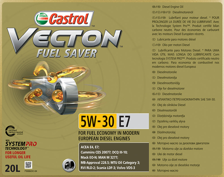 Ulei motor Vecton Fuel Saver 5W-30 E7, 20 l - Castrol [154C35]
