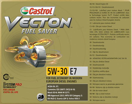 Ulei motor Vecton Fuel Saver 5W-30 E7, 208 l - Castrol [154C32]