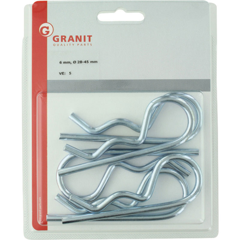 Splint elastic - siguranta tip R, 6mm, Zn (set 5buc in blister) - GRANIT [4990076]