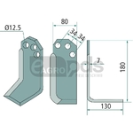 Cutit unghiular - dreapta, 180x80, Ø12,5 - freza Agritalia / Carraro - GRANIT - [180CRR-01R]