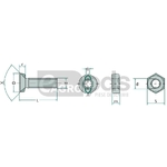 Surub pentru plug cu piulita - GRANIT [18712601410/25]