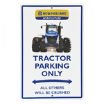 Semn Tractorfreak New Holland Tractor Parking Only, aluminiu, 305x455mm - Kramp - [TTF3112]